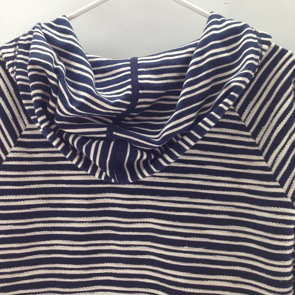 Sanctuary Women's Black White Striped Textured Hooded Drawstring Blouse … - Picture 5 of 8